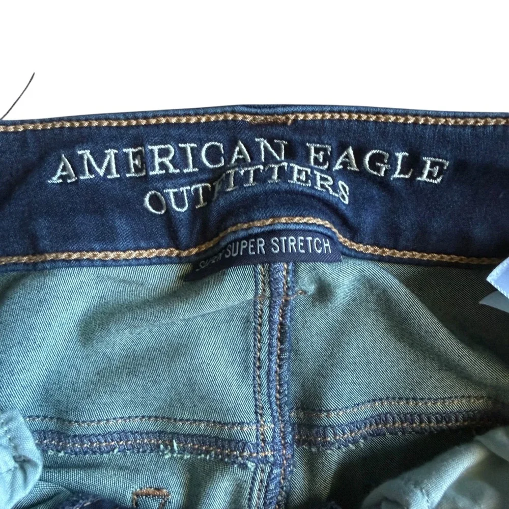 American Eagle Jeggings Womens 2 Short Blue Super Super Stretch Dark Wash Skinny
